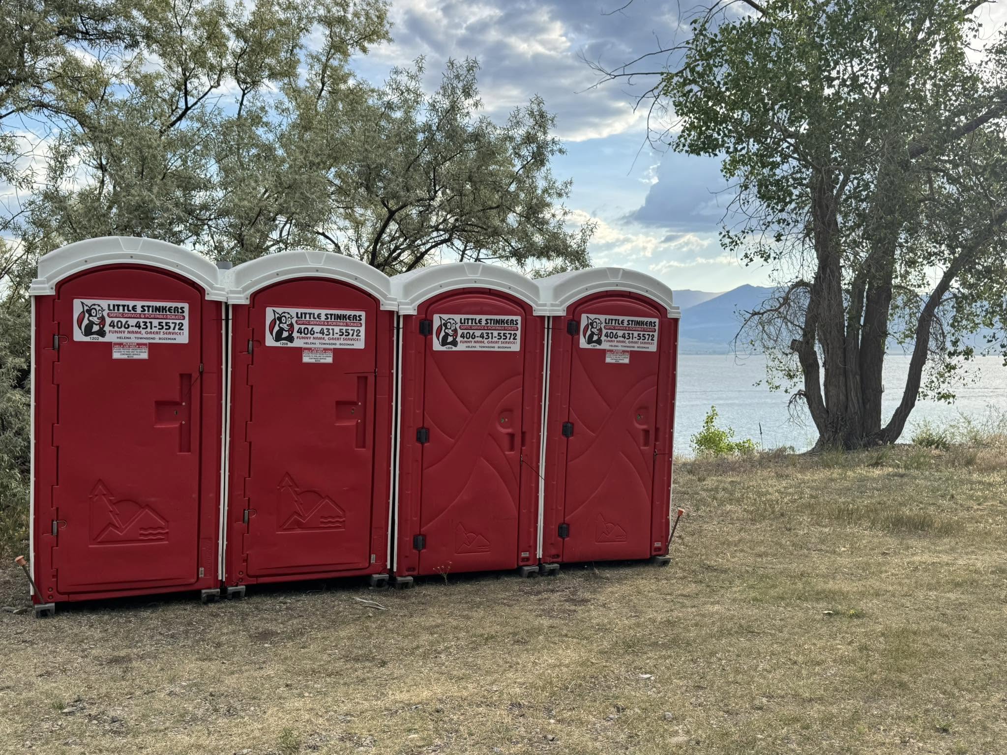 Little Stinkers portable toilets at an outdoor Montana location